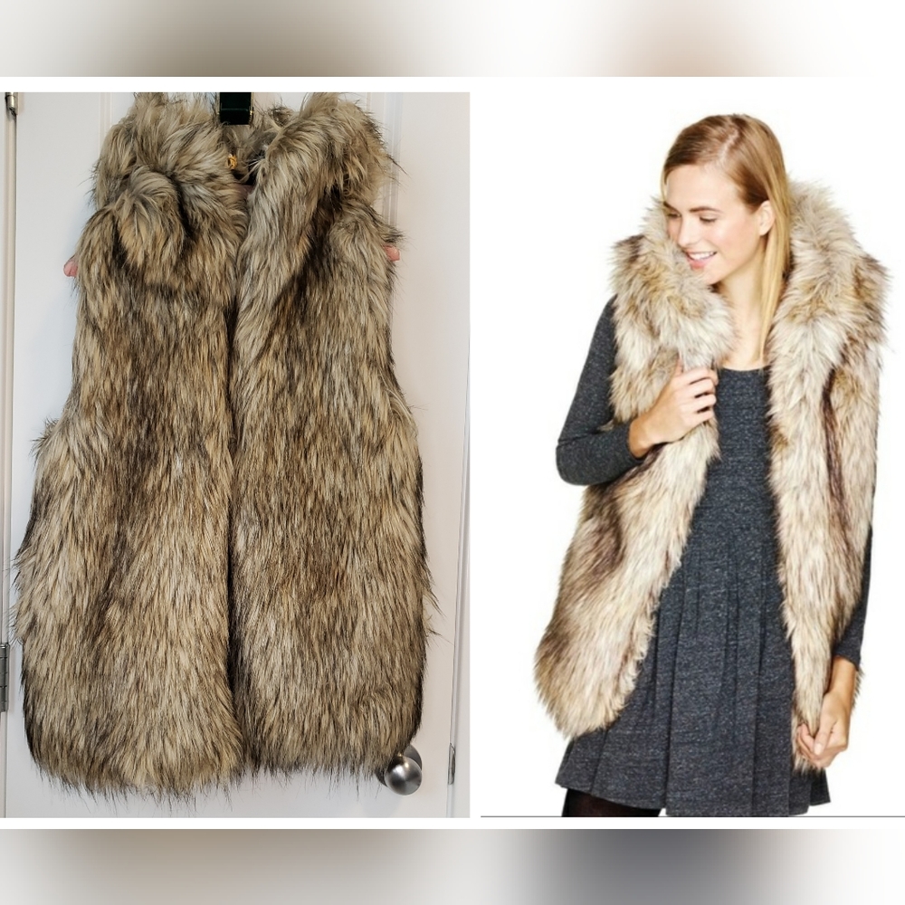 Sunday Best Faux Fur Vest in Brown and Tan